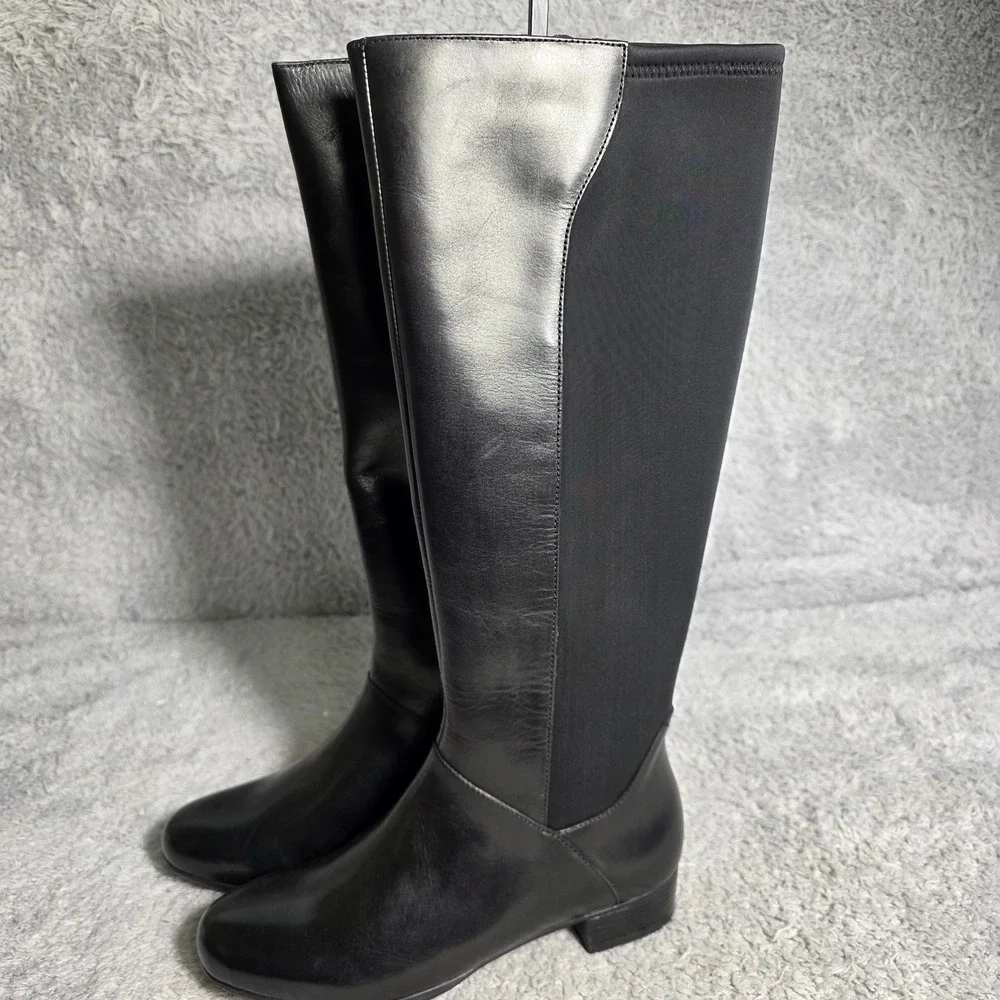 Trotters Womens Black Supple Leather Side Zip Riding Tall Boots Size‎ 6M NEW